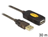 DeLOCK 30m, USB2.0 - USB2.0 USB-kabel USB A 0,48 Gbit/sek. Sort