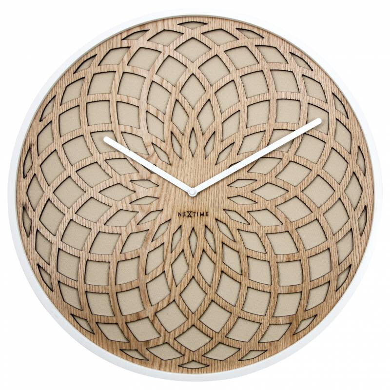 NeXtime 3149BE Væg- og bordur Kvartsur Cirkel Beige, Hvid