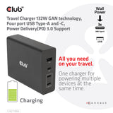 CLUB3D CAC-1906 oplader til mobil enhed Universel Sort DC Indendørs