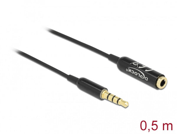 DeLOCK 66074 lydkabel 0,5 m 3.5mm Sort, Sølv