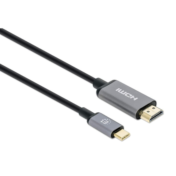 Manhattan 153607 videokabel adapter 2 m HDMI Type A (Standard) USB Type-C Sort, Sølv