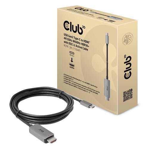 CLUB3D CAC-1587 videokabel adapter 3 m USB Gen2 Type-C HDMI Type A (Standard) Sort
