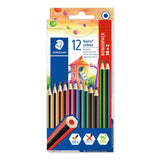 Staedtler Noris colour 185 Sort, Blå, Brun, Grøn, Magenta, Orange, Fersken, Lilla, Rød, Gul 12 stk