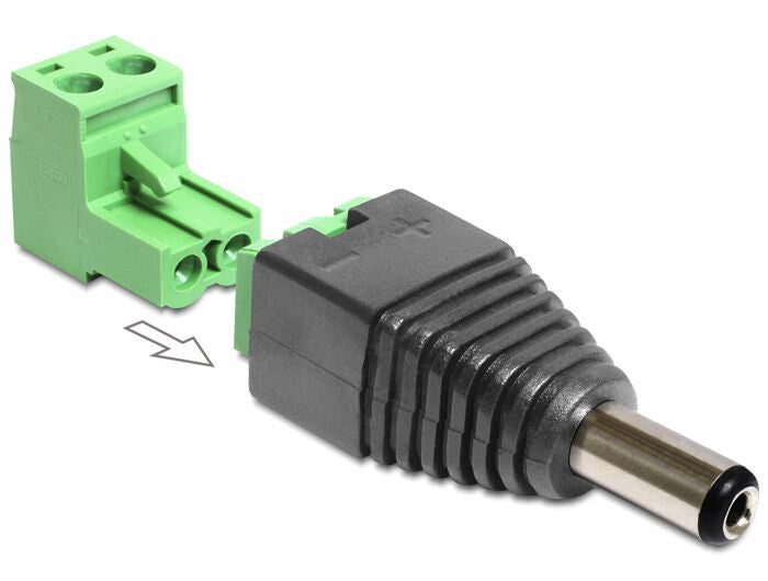 DeLOCK 65488 kabel kønsskifter DC 2.5 x 5.5 mm 2p Sort, Grøn, Sølv