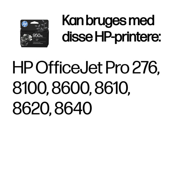 HP Original 950XL-blækpatron med høj kapacitet, sort