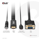 CLUB3D CAC-1712 videokabel adapter 2 m VGA (D-Sub) + 3.5mm HDMI + Micro-USB Sort