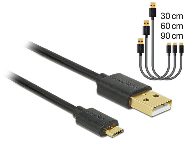 DeLOCK 83680 USB-kabel USB 2.0 USB A Micro-USB B Sort