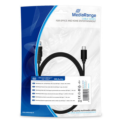 MediaRange MRCS182 USB-kabel USB 3.2 Gen 1 (3.1 Gen 1) 1,8 m USB A USB C 5 Gbit/sek. Sort