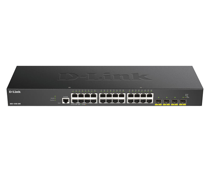 D-Link DGS-1250-28X Administreret L3 Gigabit Ethernet (10/100/1000) Sort