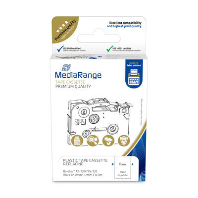 MediaRange MRBTZ231 print etiket Sort, Hvid