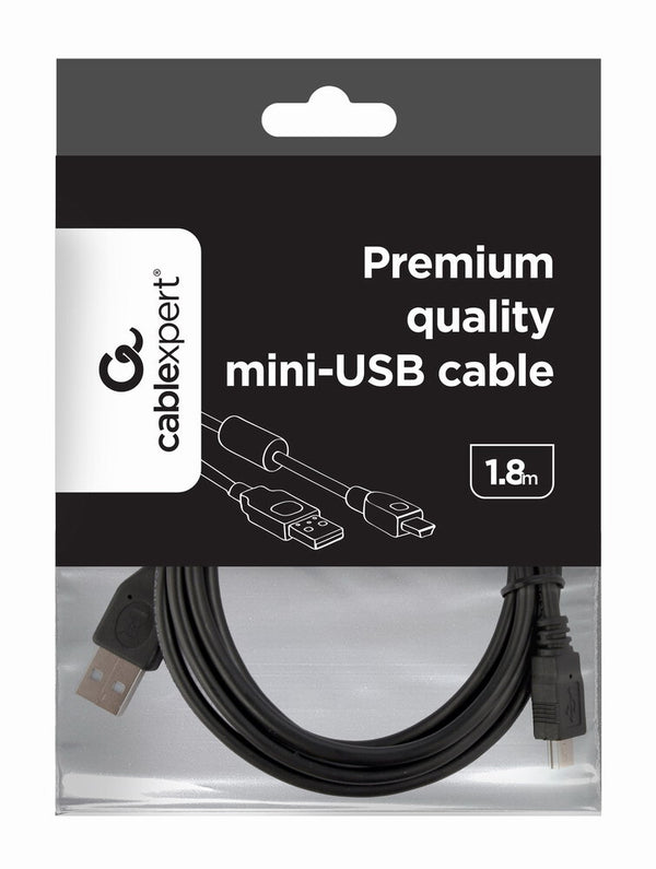 Gembird 1.8m USB 2.0 A/mini-USB USB-kabel 1,8 m USB A Mini-USB B Sort