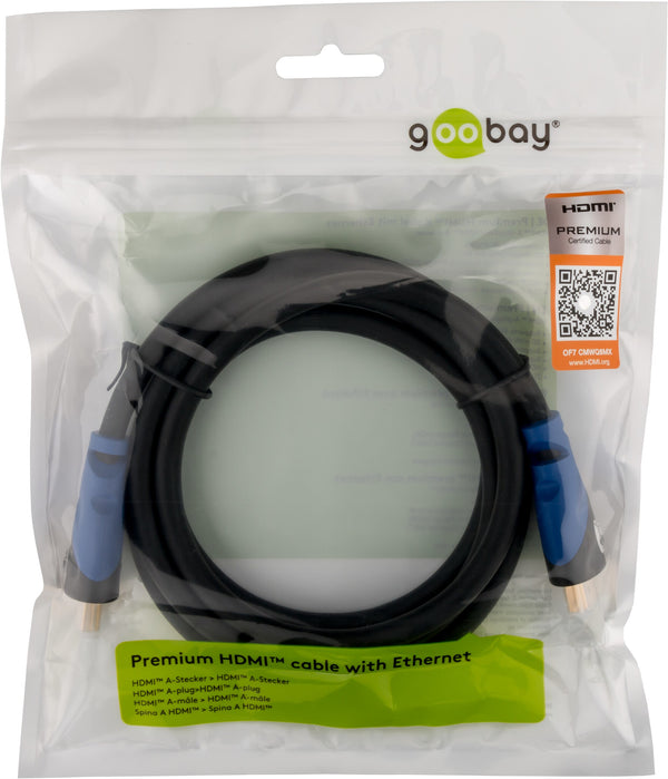 Goobay 72319 HDMI-kabel 3 m HDMI Type A (Standard) Sort, Blå
