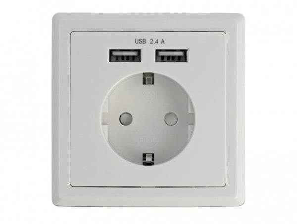 DeLOCK 11471 stikkontakt CEE 7/3 + USB Hvid