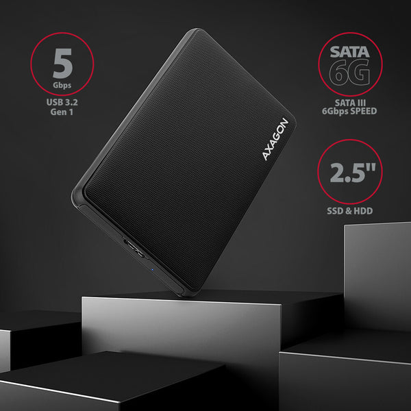 Axagon EE25-SL drevkabinet HDD/SSD kabinet Sort 2.5"
