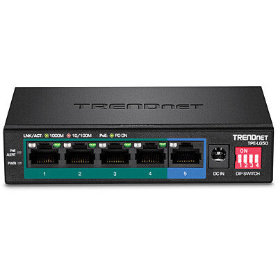 Trendnet TPE-LG50 netværksswitch Ikke administreret Gigabit Ethernet (10/100/1000) Strøm over Ethernet (PoE) Sort