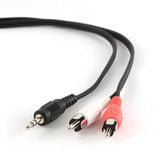 Gembird 5m, 3.5mm/2xRCA, M/M lydkabel Sort, Rød, Hvid