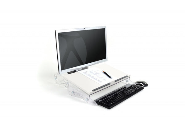 BakkerElkhuizen FlexDesk 630N dokumentholder Akryl, Plast, Gummi, Stål Transparent, Hvid