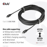 CLUB3D CAC-1535 USB-kabel USB 3.2 Gen 2 (3.1 Gen 2) 5 m USB C 10 Gbit/sek. 60 W Sort