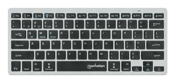 Manhattan 180559 tastatur Kontor RF trådløs + Bluetooth QWERTZ Tysk Sort, Grå