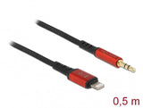 DeLOCK 86586 lydkabel 0,5 m 3.5mm Lightning Sort, Rød