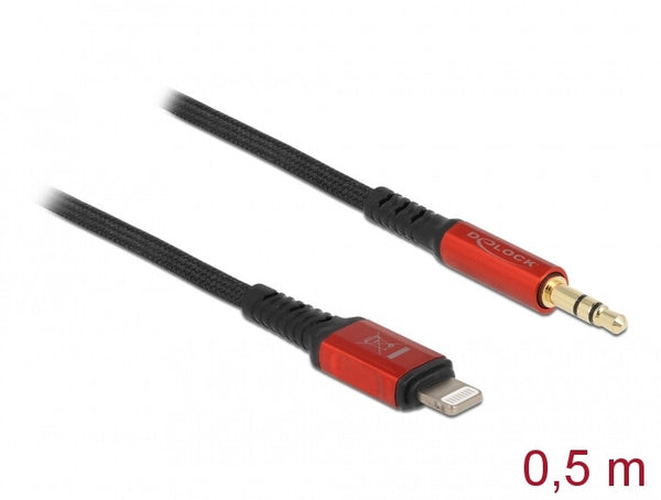 DeLOCK 86586 lydkabel 0,5 m 3.5mm Lightning Sort, Rød