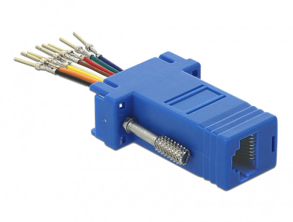 DeLOCK 66167 kabel kønsskifter Sub-D Rj-45 Sort, Blå, Rustfrit stål