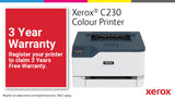 Xerox C230, A4, 22 sider/min, trådløs dupleksprinter, PS3 PCL5e6/6, 2 magasiner, i alt 251 ark
