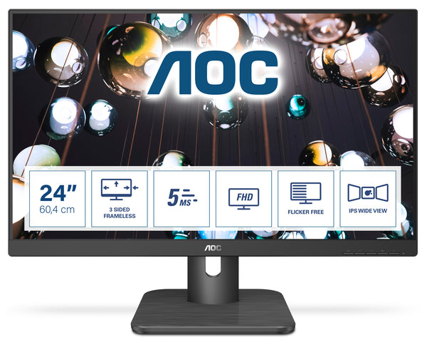 AOC E1 24E1Q computerskærm 60,5 cm (23.8") 1920 x 1080 pixel Fuld HD LED Sort