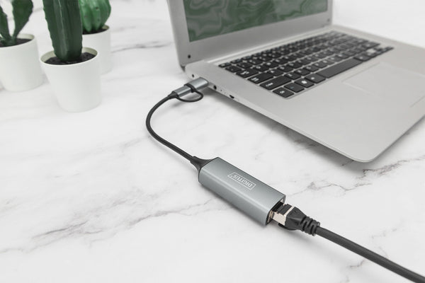 Digitus DN-3028 kabel kønsskifter USB-C USB 3.1 RJ-45 Grå
