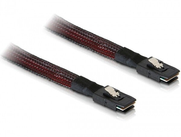 DeLOCK M/M SAS Cable 0,1 m Sort, Rød