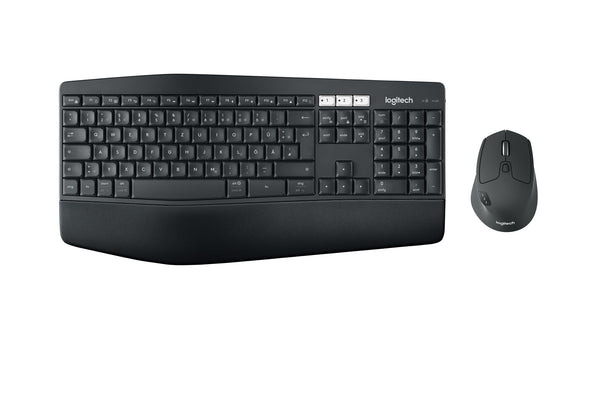 Logitech 920-008223 tastatur Mus inkluderet Universel RF trådløs + Bluetooth QWERTZ Schweizisk Sort