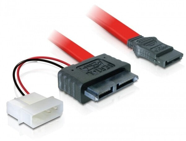 DeLOCK Cable SATA Slimline female + 2pin power > SATA SATA-kabel 0,3 m SATA 13-pin SATA 7-pin + 2-pin Rød