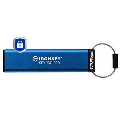 Kingston Technology IronKey 128GB Keypad 200, FIPS 140-3 niveau 3 AES-256 hardwarekrypteret