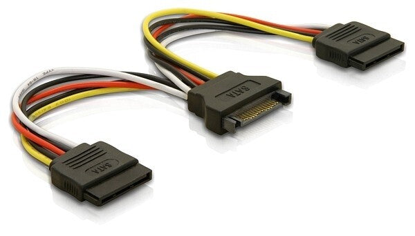 DeLOCK Cable Power SATA 15pin > 2x SATA HDD – straight 0,15 m