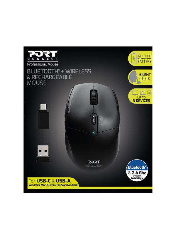Port Designs 900715 mus Kontor Højre hånd RF trådløs + Bluetooth Optisk 2400 dpi