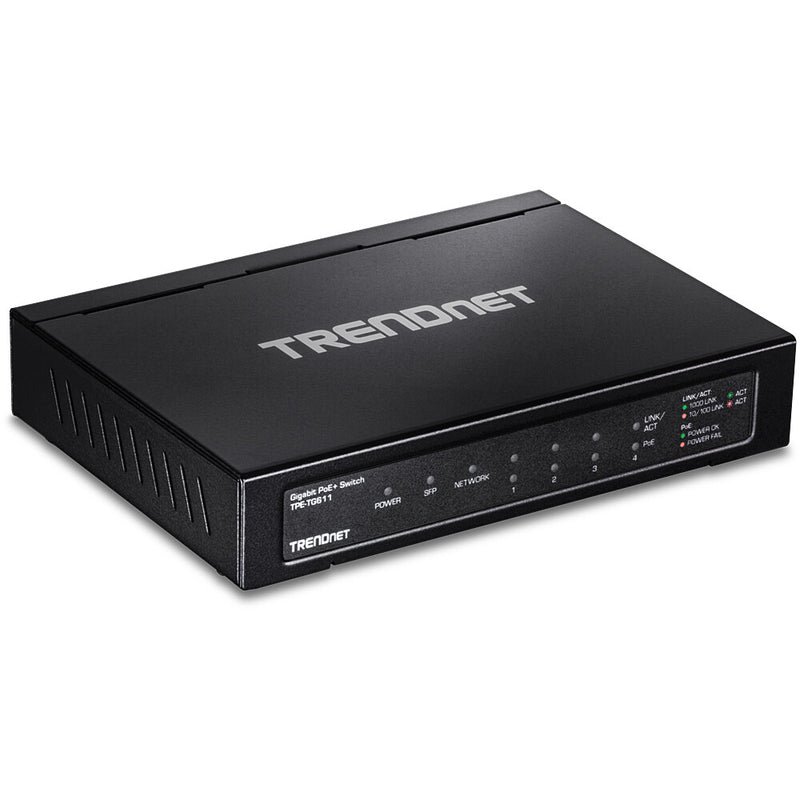 Trendnet TPE-TG611 netværksswitch Gigabit Ethernet (10/100/1000) Strøm over Ethernet (PoE) Sort