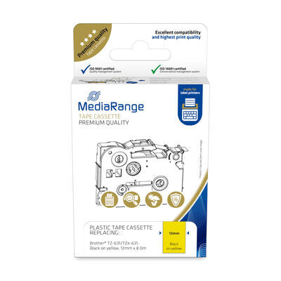 MediaRange MRBTZ631 print etiket Sort, Gul
