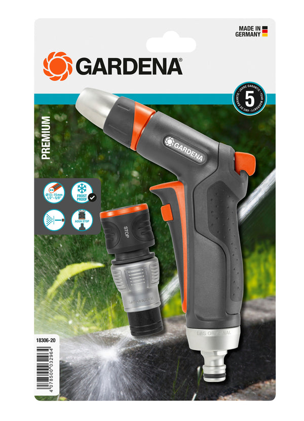 Gardena 18306-20 spulepistol/-dyse Dysesæt Sort, Grå, Orange, Sølv