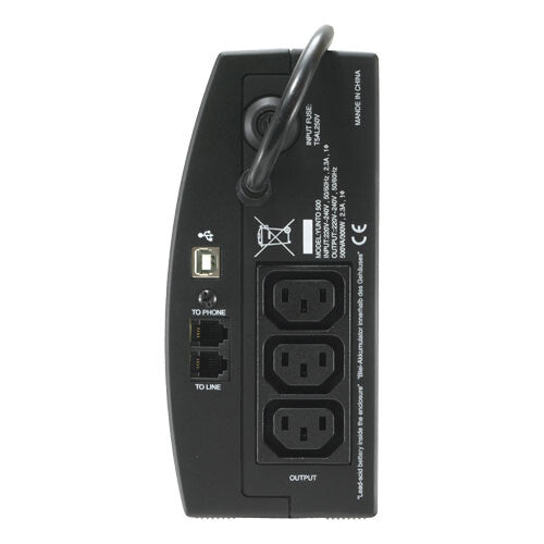 ONLINE USV-Systeme YUNTO 500 UPS-enhed Interaktivt indgangsstik 0,5 kVA 300 W 3 AC stikkontakt(er)