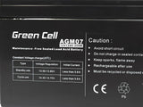 Green Cell AGM Battery 12V 12Ah - Batterie - 12.000 mAh Blybatterier (VRLA) 12 At