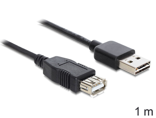 DeLOCK EASY-USB 2.0-A - USB 2.0-A, 1m USB-kabel USB A 0,48 Gbit/sek. Sort