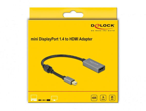 DeLOCK 66570 videokabel adapter 0,2 m Mini DisplayPort HDMI Type A (Standard) Sort, Grå
