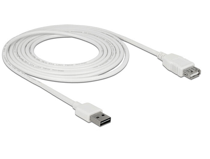 DeLOCK 85201 USB-kabel USB 2.0 3 m USB A 0,48 Gbit/sek. Hvid