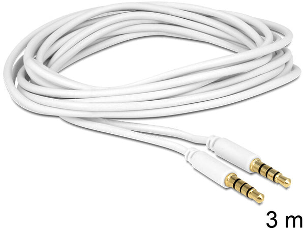 DeLOCK 3.5mm - 3.5mm, 3m lydkabel Hvid
