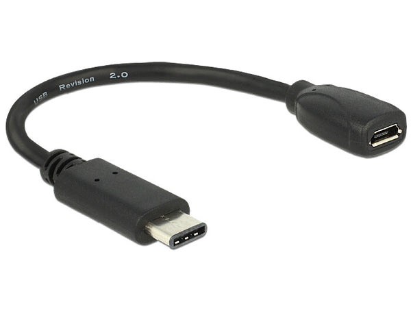 DeLOCK 65578 USB-kabel USB 2.0 0,15 m USB C Micro-USB B 0,48 Gbit/sek. Sort