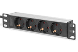Digitus DN-95418 strømforsyningsenhed (PDU) 4 AC stikkontakt(er) 0U/1U Sort