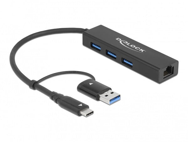 DeLOCK 64149 dockingstation USB 3.2 Gen 1 (3.1 Gen 1) Type-A + Type-C Sort