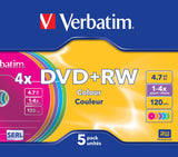 Verbatim DVD+RW Colours 4,7 GB 5 stk