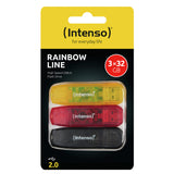 Intenso Rainbow 3x32GB Yellow/Red/Black USB-nøgle USB Type-A 2.0 Transparent