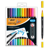 BIC 989695 marker og tush-pen Sort, Blå, Brun, Grøn, Lyse Blå, Lysegrøn, Orange, Lyserød, Lilla, Rød, Violet, Gul 12 stk